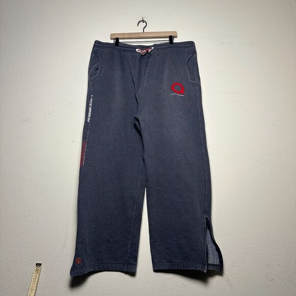 VTG Akademiks Sweat Pant Men Baggy Grey Red Wide Leg 3XL Gymwear Jogger Retro - Picture 1 of 16